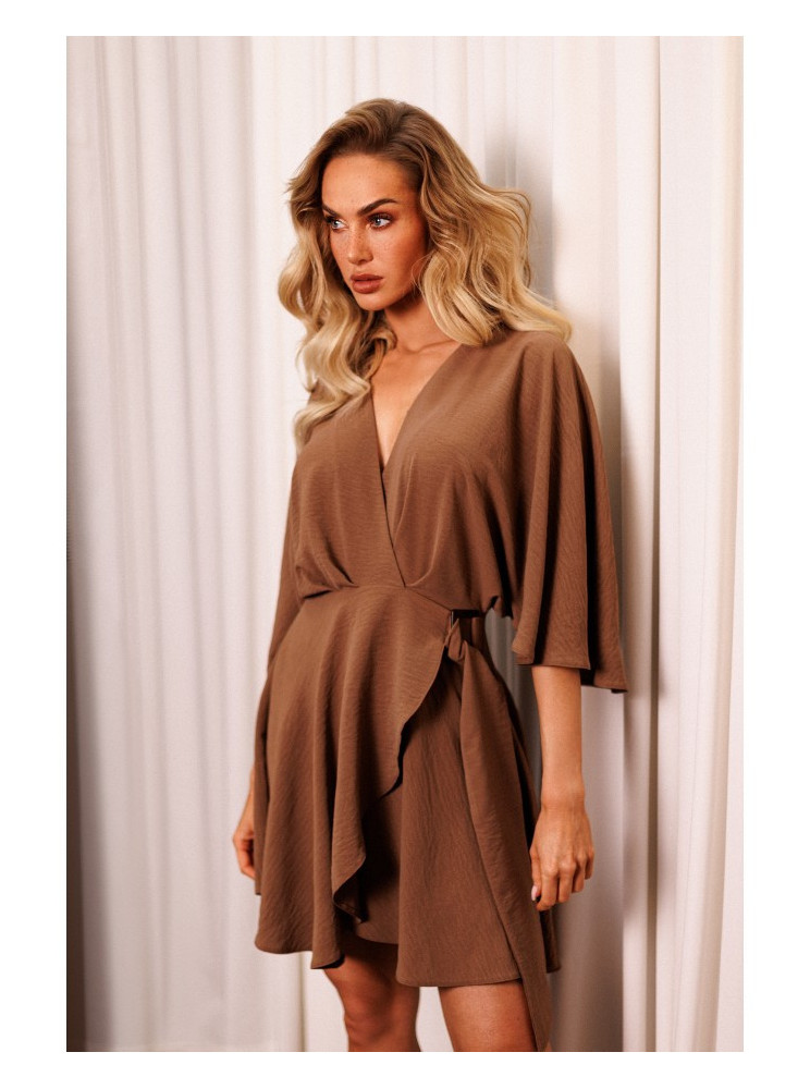 M785 Klėšinė mini suknelė - šokolado