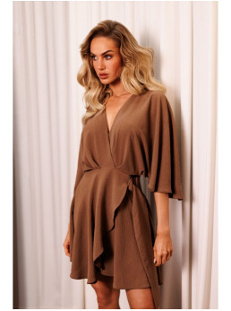 M785 Klėšinė mini suknelė - šokolado