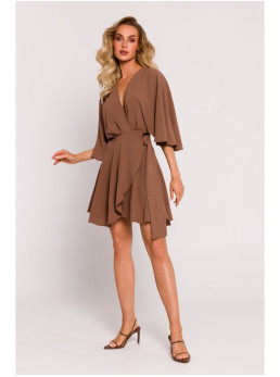 M785 Klėšinė mini suknelė - šokolado