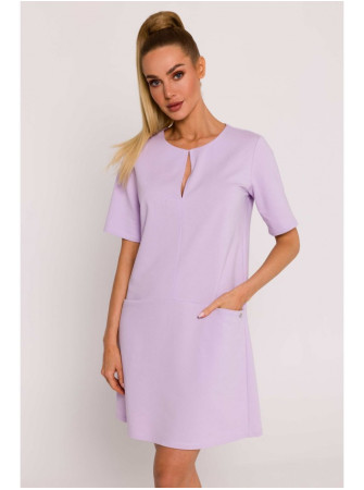 M788 Trapecijos formos suknelė su kišenėmis - violetinė