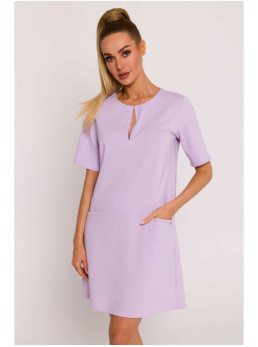 M788 Trapecijos formos suknelė su kišenėmis - violetinė