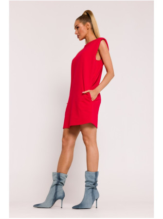 M789 Mini suknelė su paaukštintais pečiais - raudona