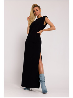 M790 Maksi suknelė su petukais - juoda