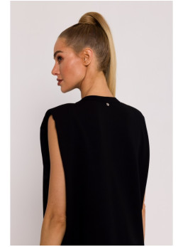 M790 Maksi suknelė su paaukštintais pečiais - juoda