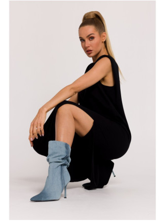 M790 Maksi suknelė su petukais - juoda