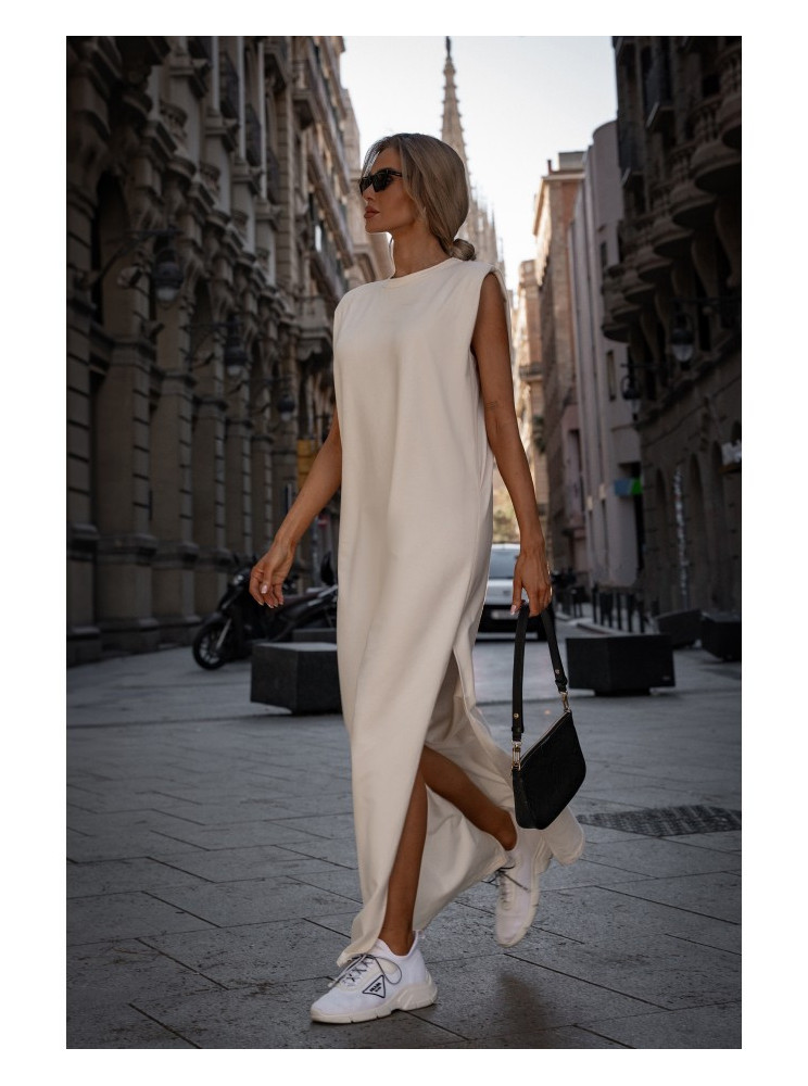 M790 Maksi suknelė su petukais - kreminė