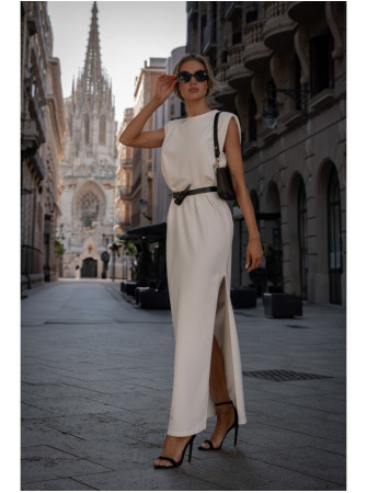 M790 Maksi suknelė su petukais - kreminė