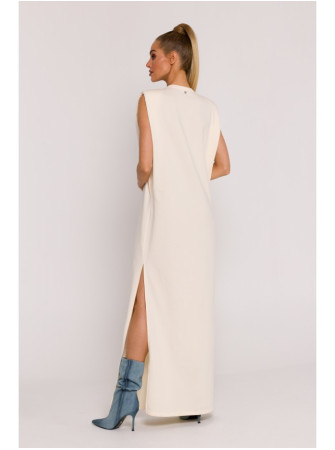 M790 Maksi suknelė su petukais - kreminė