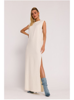 M790 Maksi suknelė su petukais - kreminė