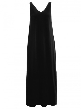 M791 Ilga suknelė gilia V formos iškirpte - juoda