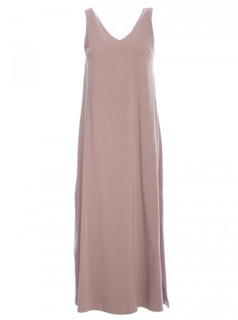 M791 Ilga suknelė gilia iškirpte - cocoa