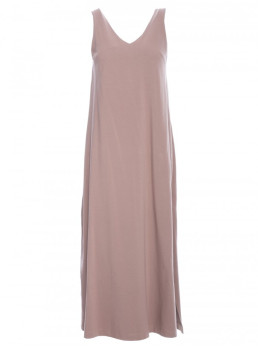 M791 Ilga suknelė gilia iškirpte - cocoa