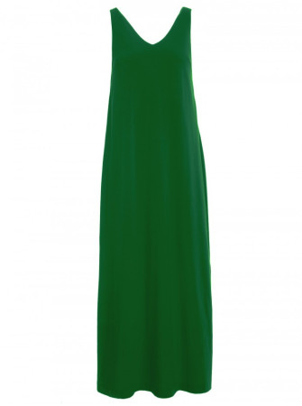 M791 Ilga smaragdinė suknelė gilia iškirpte - žalia