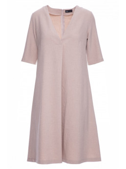 B280 Trapecijos formos suknelė V formos iškirpte - smėlio