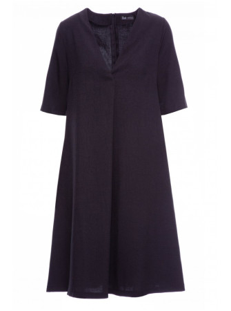 B280 Trapecijos formos suknelė su V formos iškirpte - juoda