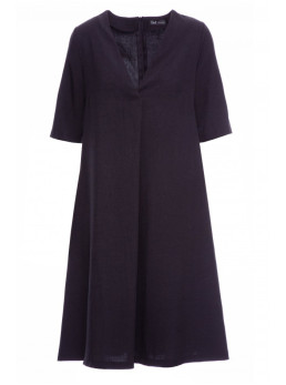 B280 Trapecijos formos suknelė su V formos iškirpte - juoda