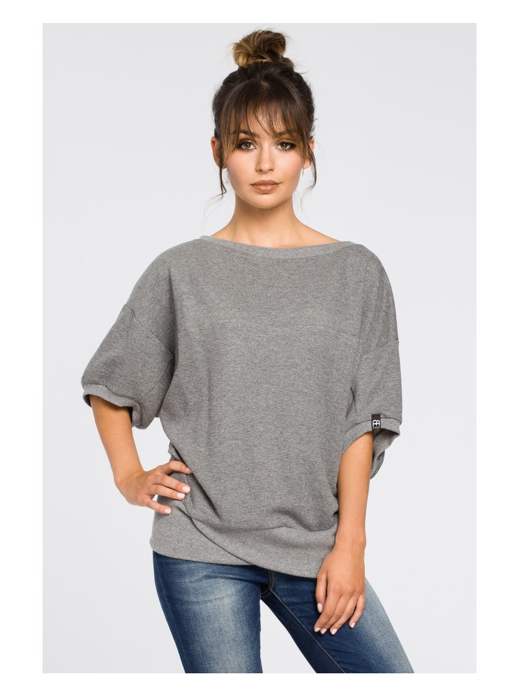 B048 Didelė palaidinė su apjuosimo detalėmis - pilka