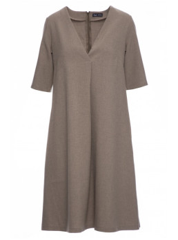 B280 Trapecijos formos suknelė V formos iškirpte - olive green