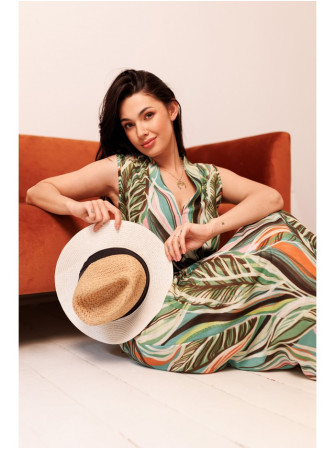 B283 Ilgas raštuotas suknelė – 4 modelis - spalva