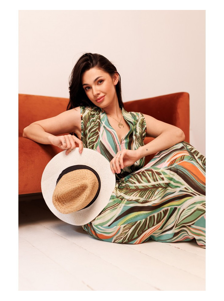 B283 Ilgas raštuotas suknelė-sarafanas (4 modelis) - spalva