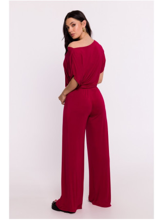 B287 Viskozinė palaidinė atvirais pečiais - kaštoninė