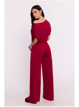 B287 Viskozinė palaidinė atvirais pečiais - kaštoninė