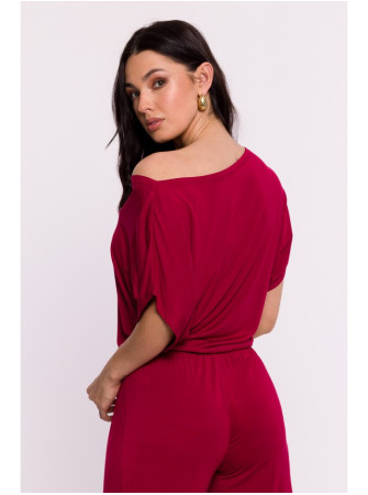 B287 Viskozinė palaidinė atvirais pečiais - kaštoninė