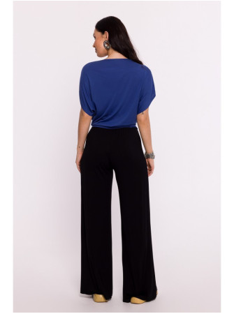 B287 Viskozinė palaidinė atvirais pečiais - mėlyna