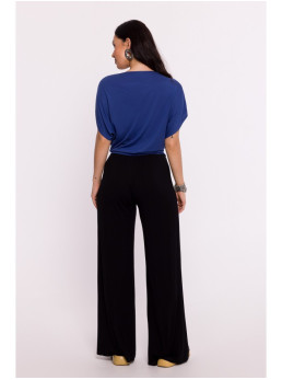 B287 Viskozinė palaidinė atvirais pečiais - mėlyna