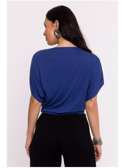 B287 Viskozinė palaidinė atvirais pečiais - mėlyna