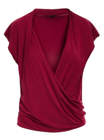 B288 Viskozinė palaidinė su V formos iškirpte - kaštoninė
