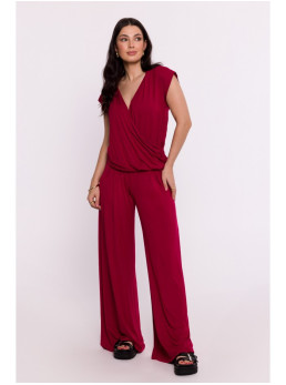 B288 Viskozinė palaidinė su V formos iškirpte - kaštoninė