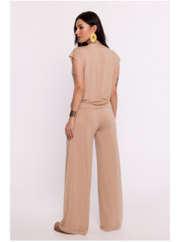 B288 Viskozinė susiaučiama palaidinė V formos iškirpte - kapučino