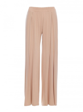 B289 Viskozinės kelnės su elastine juosmens guma - kapučino