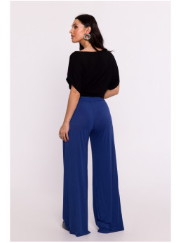 B289 Viskozinės kelnės su elastine juosmens guma - mėlyna