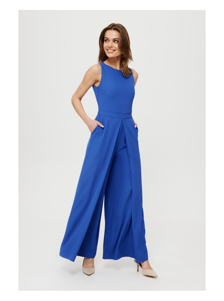 .K184 Plačios kelnės kombinezonas - mėlyna