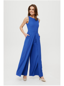 .K184 Plačios kelnės kombinezonas - mėlyna