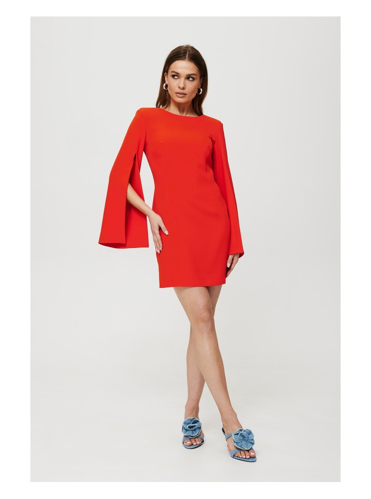.K190 Mini suknelė skeltomis rankovėmis - raudona
