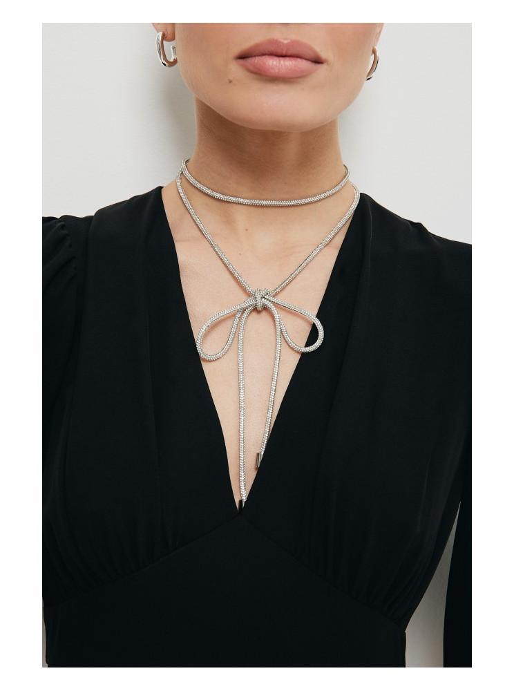 .K195 Sidabrinis kaklo papuošalas - užrišamas vėrinys - sidabrinė