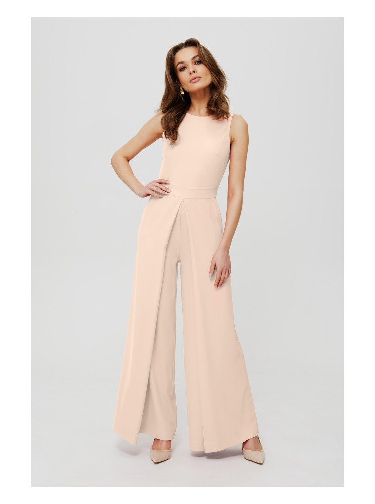 .K184 Plačios kelnės kombinezonas - kreminė