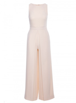 .K184 Plačios kelnės kombinezonas - kreminė