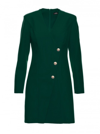 M793 Švarkelio tipo suknelė su aukso spalvos sagomis - bottle green