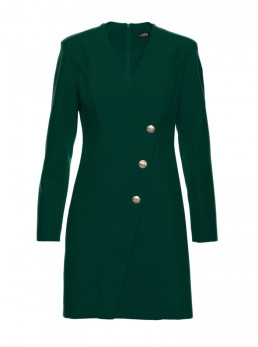 M793 Švarkelio tipo suknelė su aukso spalvos sagomis - bottle green