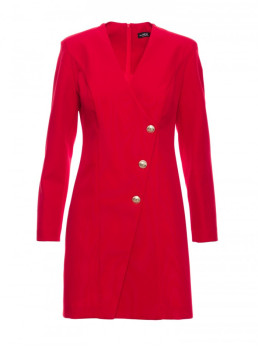 M793 Švarkelio tipo suknelė su aukso spalvos saga - raudona