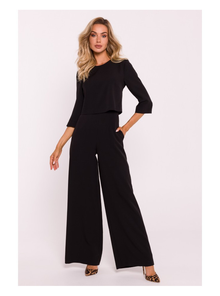 M798 Dvisluoksnis kombinezonas-palaidinė - juoda