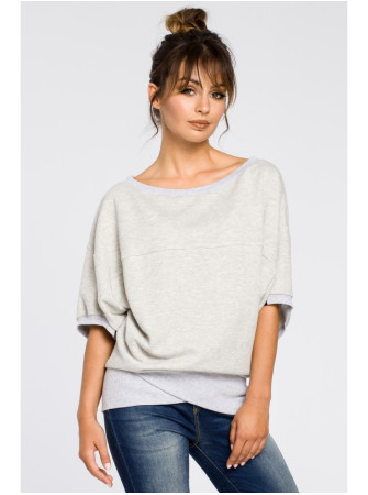 B048 Didelė palaidinė su apjuosimo detale - šviesiai pilka