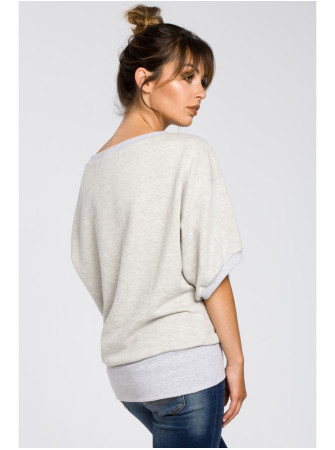 B048 Didelė palaidinė su apjuosimo detale - šviesiai pilka