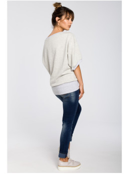 B048 Didelė palaidinė su užsegimu - šviesiai pilka