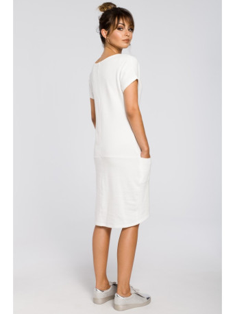 B050 Midi dress with in-seam pockets - ecru