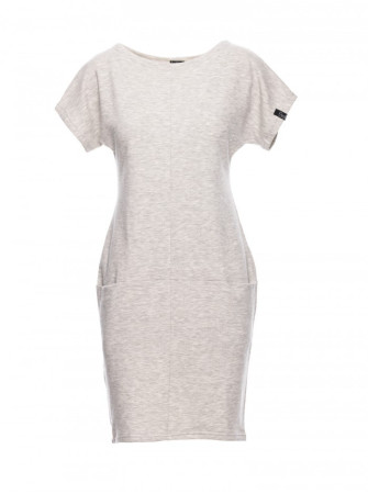 B050 Midi suknelė su kišenėmis - šviesiai pilka